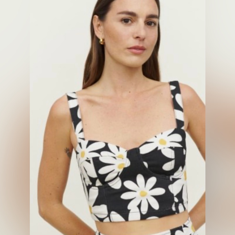 NWT Reformation Nikki Daisy Flowers Bustier Corset Top